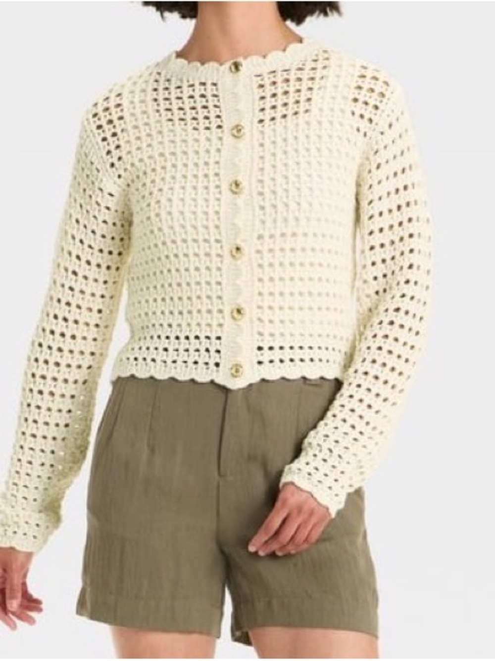 Women's Button-Front Cardigan - A New Day Cream size XS